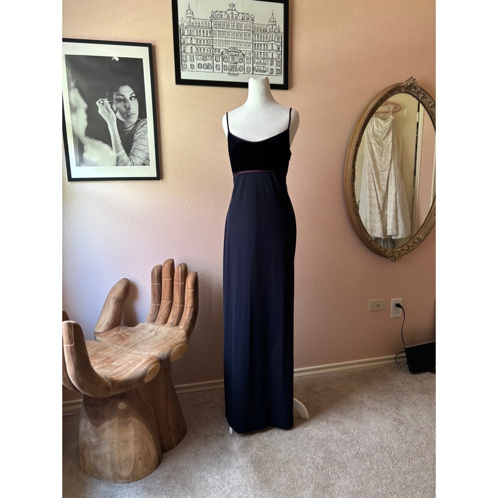 Vintage 90s Whimsygoth Blue Velvet Evening‎ Gown